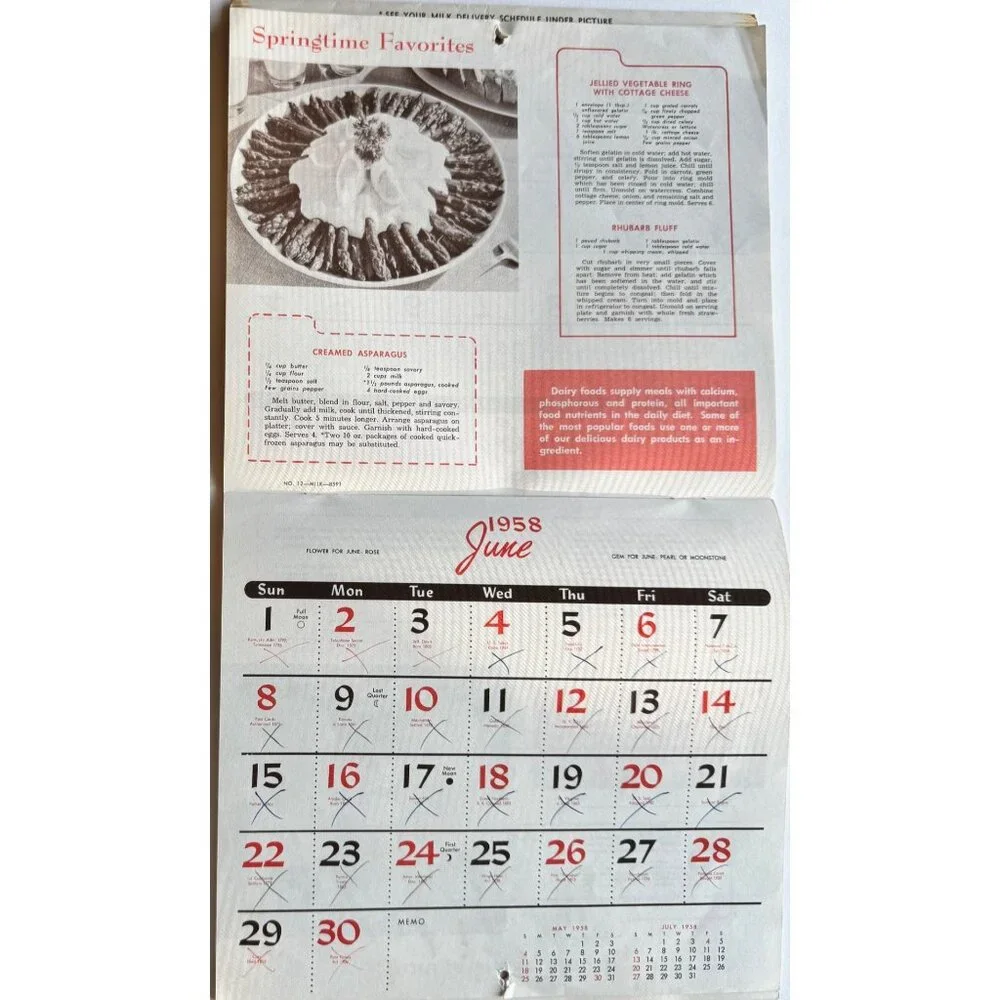 1958 Barton Christmas Holiday Dairy  Wall Calendar Coshocton Ohio Vintage 1950s - Picture 10 of 16